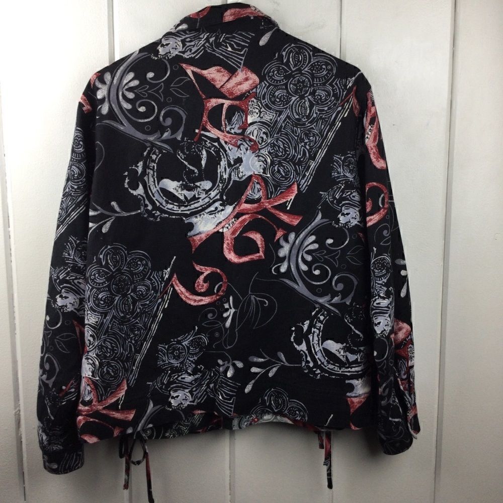 Kaktus Black‎ Graphic Jacket (M) & Matching Cinch Side Blouse (L), Vintage Set - Picture 9 of 14